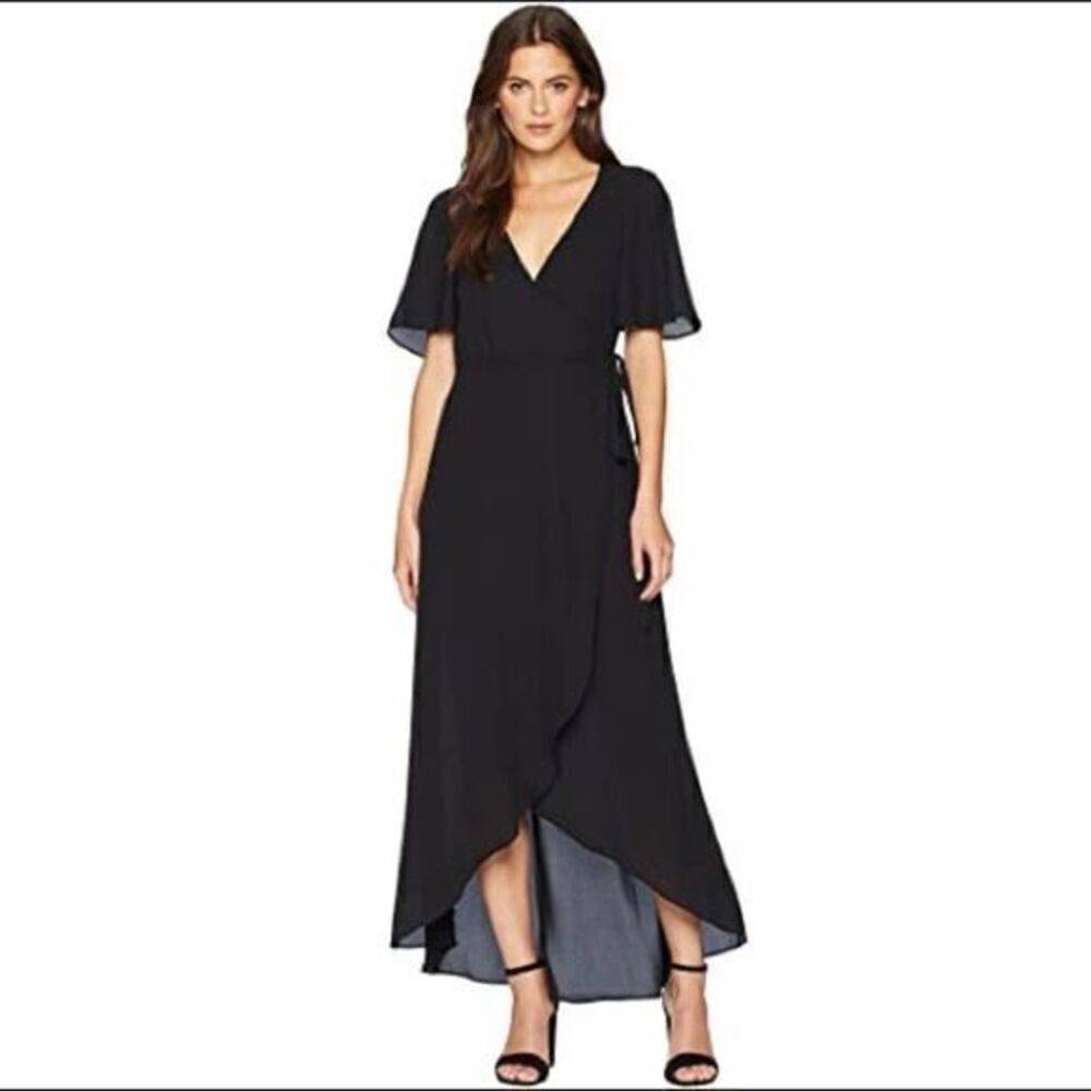 SHOW ME YOUR MUMU EUC Marianne Wrap Black Wrap Silhouette Dress SMALL